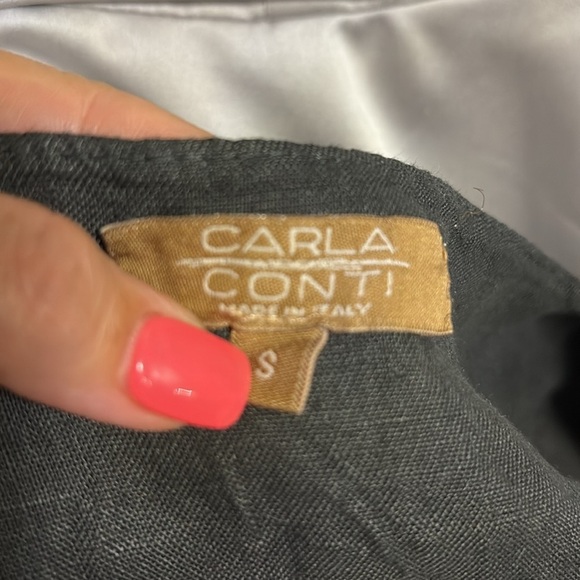 Carla Conti 100% linen mini dress 3/4 sleeve embroidered beaded front ITALY sz S - Picture 9 of 13